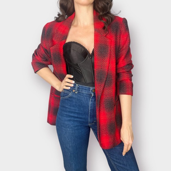 90s B T Traditions Red and Black Blazer - Picture 3 of 11